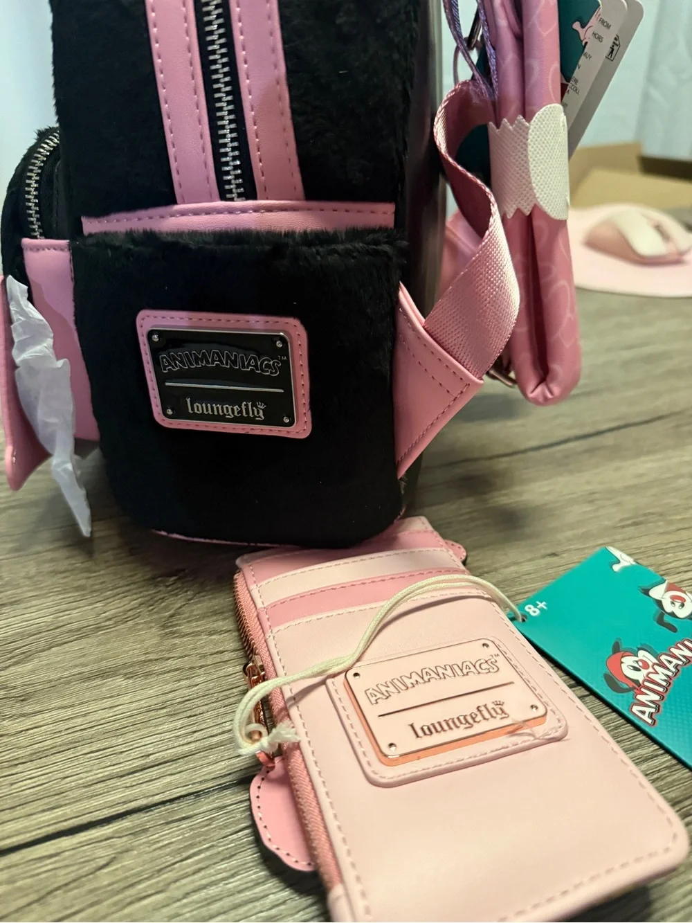 Animaniacs Pink & Black Loungefly with Matching Wallet
